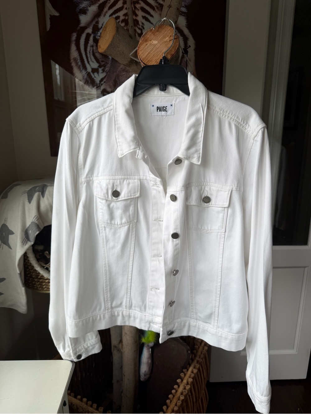 PAIGE White Denim Trucker Jacket